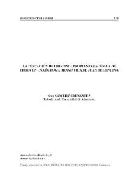 La tentación de Cristino: propuesta escénica de Febea en una égloga dramática de Juan del Encina / Sara Sánchez Hernández | Biblioteca Virtual Miguel de Cervantes