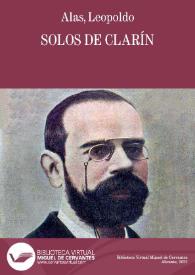 Solos de Clarín / Leopoldo Alas; con un prólogo de José Echegaray | Biblioteca Virtual Miguel de Cervantes