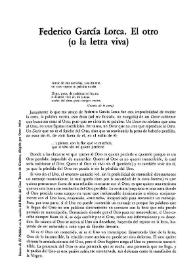 Federico García Lorca. El otro (o la letra viva) / Michèle Ramond | Biblioteca Virtual Miguel de Cervantes