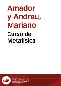 Curso de Metafísica | Biblioteca Virtual Miguel de Cervantes