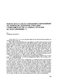 Nuevas apostillas de lexicografía hispanoárabe (al margen del "Diccionari etimològic i complementari de la llengua catalana" de Joan Coromines). II / Por Federico Corriente | Biblioteca Virtual Miguel de Cervantes