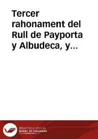 Tercer rahonament del Rull de Payporta y Albudeca, y Còll de Barrat, Llauradors, que habent vengut éste de Barcelona, ahon ha vist la venguda dels Príncips de Nápols, y Reys de Etruria, conta als altres lo sosuit en aquells dies, y les Festes que han fet els Catalans : [Texto impreso] y algunes particularitats de esta Ciutat de Valencia en les previsions que es fan pera la venguda dels Reys | Biblioteca Virtual Miguel de Cervantes