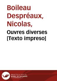 Ouvres diverses [Texto impreso] | Biblioteca Virtual Miguel de Cervantes