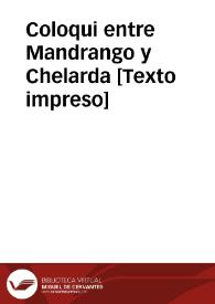 Coloqui entre Mandrango y Chelarda  | Biblioteca Virtual Miguel de Cervantes