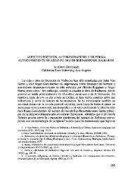 Aspectos poéticos, autobiográficos y de forma autoconsciente en Siglo de Oro, de Bernardo de Valbuena / Alfonso González | Biblioteca Virtual Miguel de Cervantes