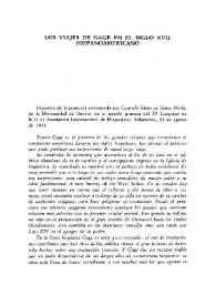 Los viajes de Gage en el siglo XVII hispanoamericano  / Carmelo Sáenz de Santa María | Biblioteca Virtual Miguel de Cervantes