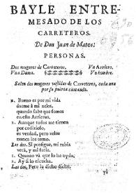 Bayle entremesado, de los Carreteros / De D. Juan de Matos | Biblioteca Virtual Miguel de Cervantes