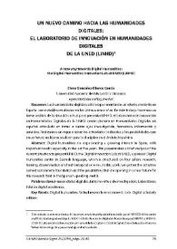 Un nuevo camino hacia las Humanidades Digitales: el Laboratorio de Innovación en Humanidades Digitales de la UNED (LINHD) / Elena González-Blanco García | Biblioteca Virtual Miguel de Cervantes