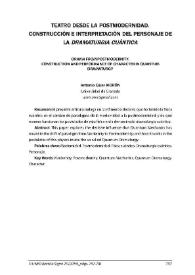 Teatro desde la postmodernidad. Construcción e interpretación del personaje de la "dramaturgia cuántica" / Antonio César Morón | Biblioteca Virtual Miguel de Cervantes