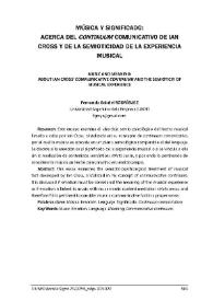 Música y significado: acerca del "continuum" comunicativo de Ian Cross y de la semioticidad de la experiencia musical / Fernando Gabriel Rodríguez | Biblioteca Virtual Miguel de Cervantes