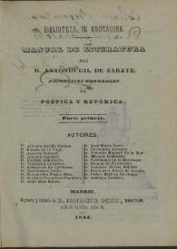 Manual de literatura : principios generales de poética y retórica / por Antonio Gil de Zárate | Biblioteca Virtual Miguel de Cervantes