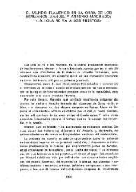 El mundo flamenco en la obra de los hermanos Manuel y Antonio Machado: "La Lola se va a los puertos" / José Luis Ortiz Nuevo | Biblioteca Virtual Miguel de Cervantes