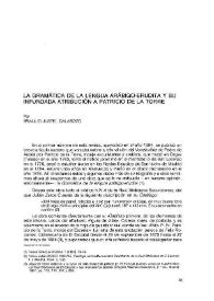 La "Gramática de la lengua arábigo-erudita" y su infundada atribución a Patricio de la Torre / Braulio Justel Calabozo | Biblioteca Virtual Miguel de Cervantes