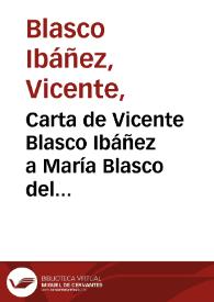 Carta de Vicente Blasco Ibáñez a María Blasco del Cacho. Valencia, 3 de septiembre de 1887 | Biblioteca Virtual Miguel de Cervantes