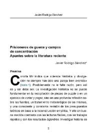 Prisioneros de guerra y campos de concentración. Apuntes sobre la literatura reciente / Javier Rodrigo Sánchez | Biblioteca Virtual Miguel de Cervantes