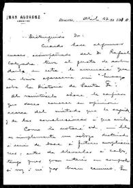 Carta de Juan Álvarez a Rafael Altamira. Rosario (Santa Fe, Argentina), 27 de abril de 1910 | Biblioteca Virtual Miguel de Cervantes