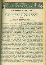 Enfermedad y biografía. Cuatro viñetas de historia contemporánea / Pedro Laín Entralgo | Biblioteca Virtual Miguel de Cervantes