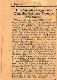 El pueblo español confía en las democracias para reinstaurarla República sin violencias | Biblioteca Virtual Miguel de Cervantes