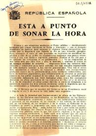 República Española. "Está a punto de sonar la hora". Situación de España. París, 2 de mayo de 1956 | Biblioteca Virtual Miguel de Cervantes