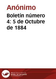 Boletín número 4: 5 de Octubre de 1884 | Biblioteca Virtual Miguel de Cervantes