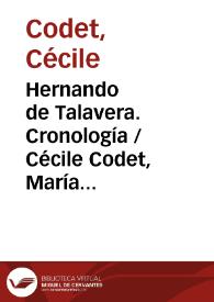 Hernando de Talavera. Cronología / Cécile Codet, María Morrás | Biblioteca Virtual Miguel de Cervantes