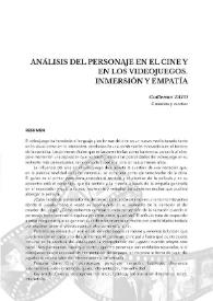 Análisis del personaje en el cine y en los videojuegos. Inmersión y empatía / Guillermo Tato | Biblioteca Virtual Miguel de Cervantes