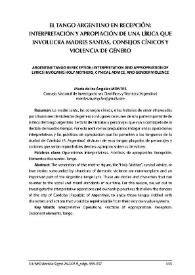 El tango argentino en recepción: interpretación y apropiación de una lírica que involucra madres santas, consejos cínicos y violencia de género / María de los Ángeles Montes | Biblioteca Virtual Miguel de Cervantes