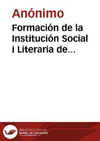 Formación de la Institución Social i Literaria de Bogotá | Biblioteca Virtual Miguel de Cervantes