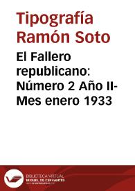 El Fallero republicano: Número 2 Año II- Mes enero 1933 | Biblioteca Virtual Miguel de Cervantes