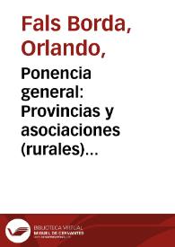 Ponencia general: Provincias y asociaciones (rurales) de municipios | Biblioteca Virtual Miguel de Cervantes