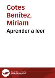 Aprender a leer | Biblioteca Virtual Miguel de Cervantes