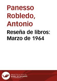 Reseña de libros: Marzo de 1964 | Biblioteca Virtual Miguel de Cervantes