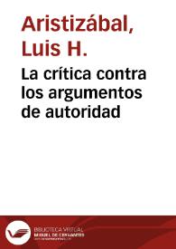 La crítica contra los argumentos de autoridad | Biblioteca Virtual Miguel de Cervantes