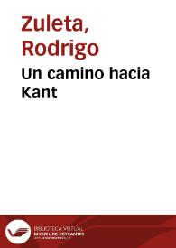 Un camino hacia Kant | Biblioteca Virtual Miguel de Cervantes