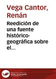 Reedición de una fuente histórico-geográfica sobre el Urabá antioqueño | Biblioteca Virtual Miguel de Cervantes