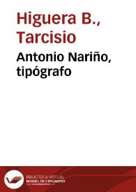 Antonio Nariño, tipógrafo | Biblioteca Virtual Miguel de Cervantes