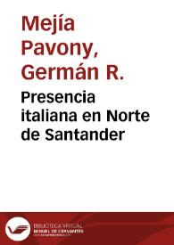 Presencia italiana en Norte de Santander | Biblioteca Virtual Miguel de Cervantes