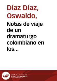 Notas de viaje de un dramaturgo  colombiano en los Estados Unidos | Biblioteca Virtual Miguel de Cervantes