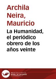 La Humanidad, el periódico obrero de los años veinte | Biblioteca Virtual Miguel de Cervantes