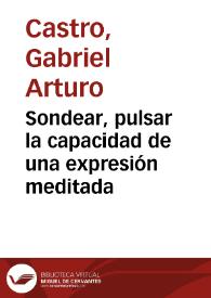 Sondear, pulsar la capacidad de una expresión meditada | Biblioteca Virtual Miguel de Cervantes