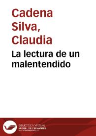 La lectura de un malentendido | Biblioteca Virtual Miguel de Cervantes