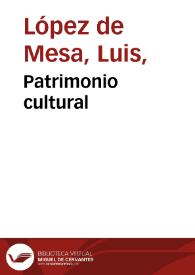 Patrimonio cultural | Biblioteca Virtual Miguel de Cervantes