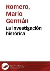 La investigación histórica | Biblioteca Virtual Miguel de Cervantes