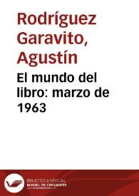 El mundo del libro: marzo de 1963 | Biblioteca Virtual Miguel de Cervantes