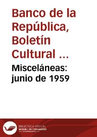 Misceláneas: junio de 1959 | Biblioteca Virtual Miguel de Cervantes