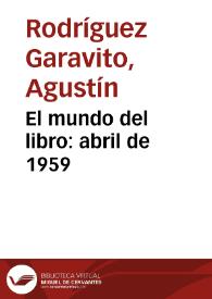 El mundo del libro: abril de 1959 | Biblioteca Virtual Miguel de Cervantes