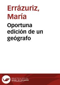 Oportuna edición de un geógrafo | Biblioteca Virtual Miguel de Cervantes