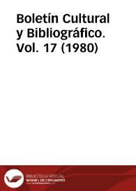 Boletín Cultural y Bibliográfico. Vol. 17 (1980) | Biblioteca Virtual Miguel de Cervantes