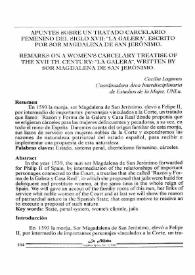 Apuntes sobre un tratado carcelario femenino del siglo XVII: "La galera", escrito por sor Magdalena de San Jerónimo  / Cecilia Lagunas | Biblioteca Virtual Miguel de Cervantes