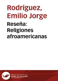 Reseña: Religiones afroamericanas | Biblioteca Virtual Miguel de Cervantes